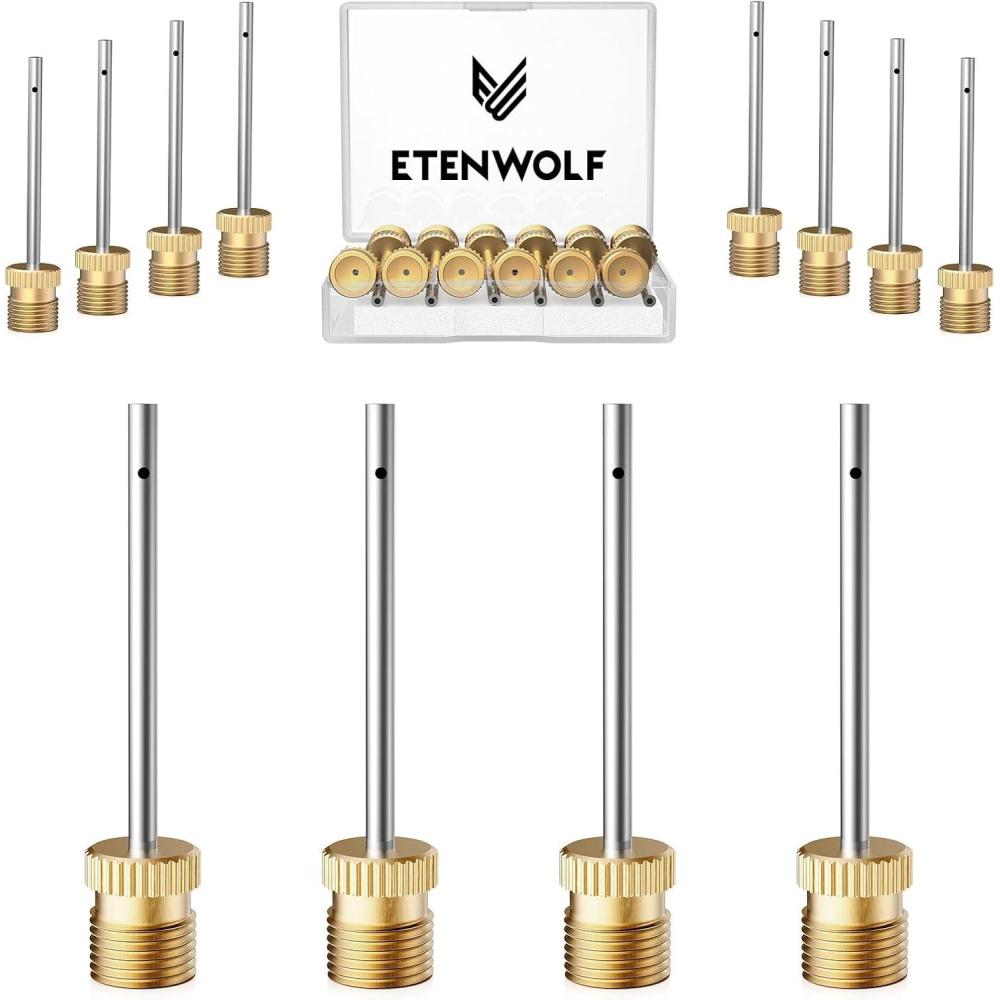 imageETENWOLF 12 Pack Brass Ball Pump Needles No Break Heavy Duty Air Pump Needles for Balls with Storage Case Compatible with Hand Pump and Electric Pump Stainless Steel Body