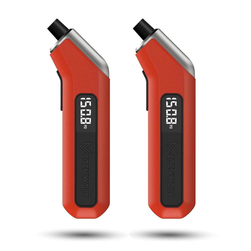 imageETENWOLF Digital Tire Pressure Gauge 2 Pack Industrial Tire Gauge 3200 PSI Calibrated to ANSI B407 Grade 2APlusMinus 05 Air Pressure Gauge with Replaceable AAA Batteries Vivid Orangevivid orange