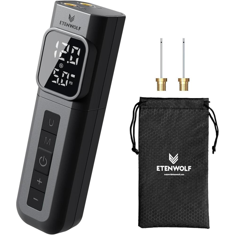 imageETENWOLF P200 Electric Ball Pump 2000mAh Sports Air Pump with Digital Pressure Gauge for Basketball Soccer VolleyballBlack