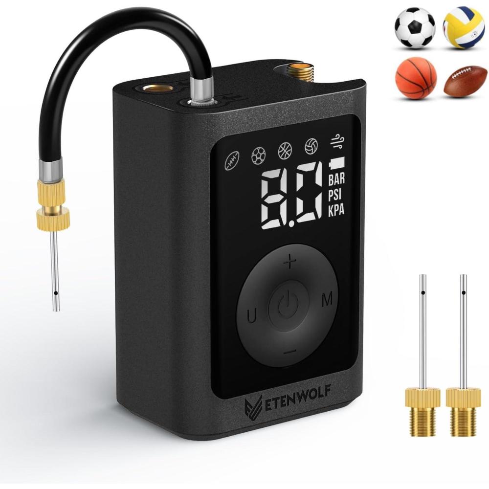 imageETENWOLF P300 Plus Ball Pump Electric Basketball Pump Inflation and Deflation with 3200 mAh Rechargeable Battery Air Pump for All Sports Ballsblack