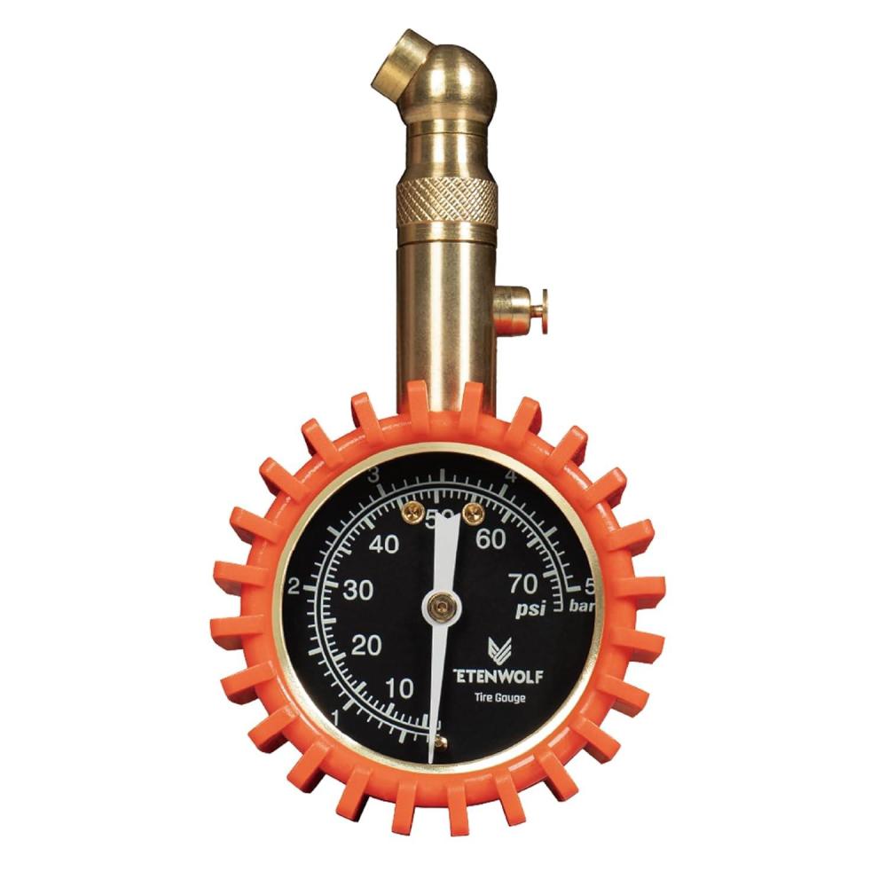 imageETENWOLF Tire Pressure Gauge for Cars 075 PSI Air Pressure Gauge with Large Glow Dial Calibrated to ANSI B401 Grade APlusMinus 1 Tire Gauge for Tire Pressure Car Accessories BlackVivid Orange
