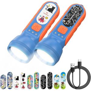 ETENWOLF L1 Rechargeable Flashlight for Kids,LED Flashlight with Fun DIY Stickers, 6 Light Modes, Adjustable Brightness, 1500mAh Battery, IPX5 Waterproof Flashlight for Camping, Home & Emergency(2)