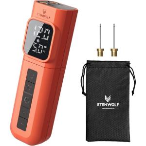 ETENWOLF P200 Electric Ball Pump 2000mAh Sports Air Pump with Digital Pressure Gauge for Basketball Soccer Volleyball(Vivid Orange)