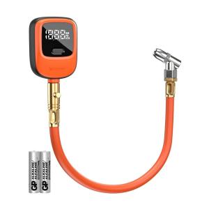 ETENWOLF T600 Digital Tire Pressure Gauge 0-250 PSI, ANSI B40.7 2A Grade High Precision(Plus-Minus 1%),Tire Gauge for Tire Pressure with Rubber Hose, Replaceable AA Batteries (Vivid Orange)