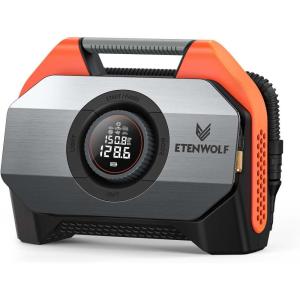 ETENWOLF VORTEX S6 Tire Inflator Portable Air Compressor for Heavy-duty Vehicle, Cordless Air Pump for Car & Inflatables with 19200 mAh Battery, 100% Duty Cycle & Dual Cylinder Bike Pump, Vivid Orange(Vivid Orange)